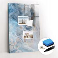 Szklana tablica magnetyczna elegancka gratisy marker gąbka Marmur wzór