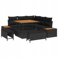 Zestaw Modularny Sofa Ogrodowa z Rattanu, Czarny, 5 Elementów