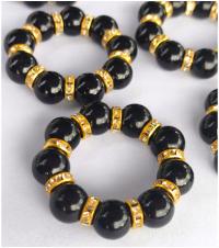 Pierścienie obrączki na Serwetki Old Money Perły i Cyrkonie czarno złote x6