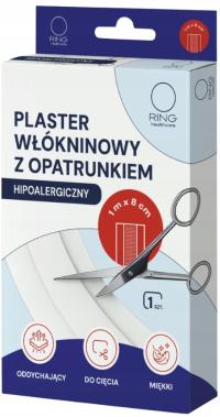 RING Plaster z opatrunkiem włókninowy hipoalergiczny 1m x 8cm 1 sztuka