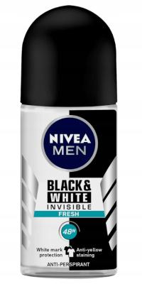 NIVEA Męski dezodorant w kulce Black&White INVISIBLE FRESH 50ML