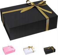 PUDEŁKO PREZENTOWE CZARNE Z POKRYWKĄ I WSTĄŻKĄ MAGNETYCZNE