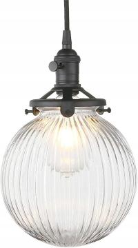 Yosoan Vintage Czarna Lampa Wisząca ze Szklanym Kloszem – Industrialna