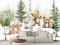 Фотообои милые животные медведи в лесу для детей 368 x 254 см