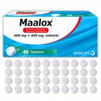 Maalox 400 mg + 400 mg objawowe leczenie nadkwaśności, 40 tabletek