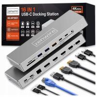 Stacja Dokująca Hub USB-C 16w1 2x HDMI 4K 60Hz Display Port 1.4 USB SD Jack