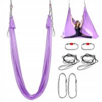 Szarfa akrobatyczna, chusta aerial silk wielofunkcyjna 6 metrów fioletowy