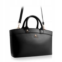 BETLEWSKI klasyczna torebka damska na ramię skóra ekologiczna czarna