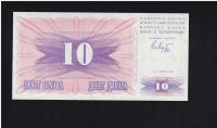 BANKNOT BOŚNIA I HERCEGOWINA -- 10 DINARÓW -- 1992 rok, UNC-