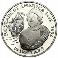 Wyspy Cooka. 10 dolarów 1990, Krzysztof Kolumb – SREBRO