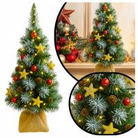 MAŁA CHOINKA SZTUCZNA Z SZYSZKAMI BOMBKAMI 55cm czerwona LAMPKI 20LED