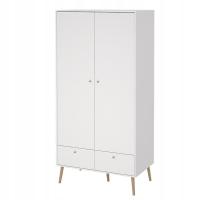 Шкаф для одежды современный белый матовый 2 двери 99 x 200 см ящики BODO