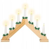 Свеча Адвента деревянная семиконечная светодиодная праздничная лампа 30 см