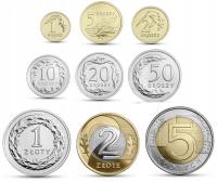 2023 набор циркулирующих монет- 1 2 5 10 20 50 gr, 1 2 5 зл. злотых-UNC