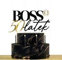 TOPPER na Tort BOSKI 50 Lat Urodziny Dekoracja Złoty Pięćdziesiątka