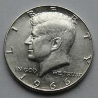 USA - 1/2 DOLARA HALF DOLLAR 1966 r. KENNEDY SREBRO (3)