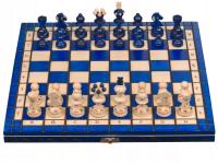 Шахматы деревянные Жемчужины синий большой 35x35 см