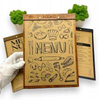 CLIPBOARD A4 ze sklejki PODKŁADKA MENU + LOGO do restauracji, kawiarnii