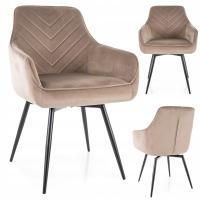 Krzesło welurowe obrotowe do jadalni SERVIO VELVET ciemny beż tapicerowane