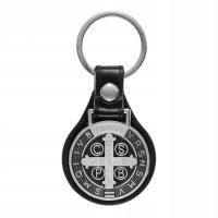 Brelok skórzano-metalowy z medalem Św.Benedykta