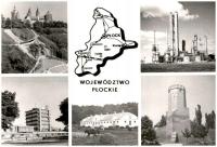 Województwo płockie mapka. Płock. Kutno. Łąck. Łęczyca, pocztówka 1989