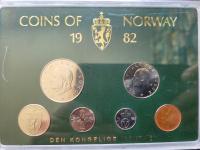 NORWEGIA ZESTAW MENNICZY 5 MONET W PLASTIKU 1982 ROK RARYTAS