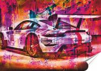 Porsche самоклеящийся плакат-фольга (тема металлической вывески)