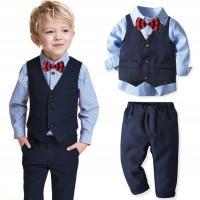 Костюм темно-синий с жилетом 4cz в полоску