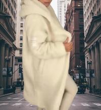 PŁASZCZ MISIO z kapturem jasny beż