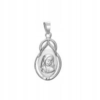 Srebrny medalik z wizerunkiem Matki Boskiej na Komunię Chrzest pr925