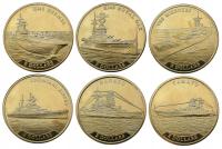 НАУРУ НАБОР ИЗ 6 МОНЕТ 6 X 1 ДОЛЛАР 2016-2020 КОРАБЛИ ВОЕННЫЕ КОРАБЛИ UNC