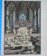 1683 ORYGINAŁ AZJA JAPONIA TOKIO Tokyo ŚWIĄTYNIA Mallet stary miedzioryt