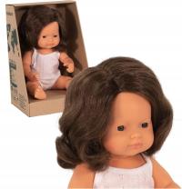 Lalka Miniland 38 cm Europejka brązowe włosy, pachnąca wanilią brunetka