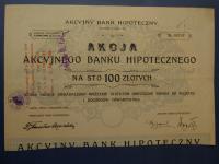 Akcyjny Bank Hipoteczny, akcja na 100 zł, Lwów 1926 r.