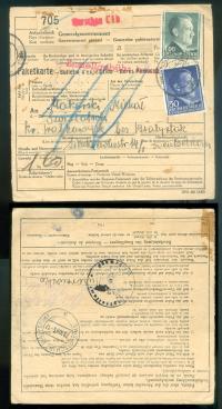 GG skart paczkowy 1943 Warszawa - Swisłocz k.Wołkowyska bez.Białystok