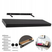 PÓŁKA WISZĄCA ŚCIENNA NA KSIĄŻKI SAMOWISZĄCA 60 x 23 CM HYLLY CZARNA MDF