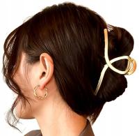 Заколка для волос с большим металлическим золотым украшением