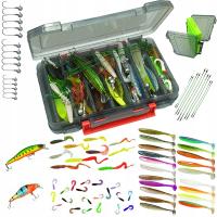 Набор 77PCS рыболовные приманки для спиннинга коробка риппер воблер твистер