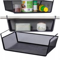 Kosz metalowy półka podblatowa wisząca organizer do kuchni szafki czarny