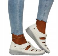 Женские весенние босоножки на липучке ажурные wk. КОЖА