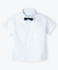 Biała galowa koszula chłopięca z muchą krótki rękaw 116