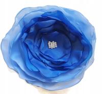Niebieska broszka duża na lato kwiat 8cm, jasno niebieska z ciemnym, ślub
