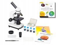 Mikroskop szkolny dla dzieci, optyczny 2L / 400x + książka GRATIS!