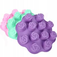 Forma silikonowa do mydła wosków świeczek diy gipsu różyczki róże kwiaty 3D
