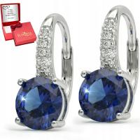 Srebrne Kolczyki Dla Kobiety 925 Szafirowe Angielskie Zapięcia na Święta