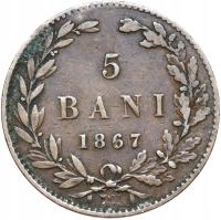 + Rumunia - Karol I - 5 Bani 1867 WATT & CO. - Birmingham - STAN !