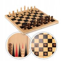 Нарды шахматы шашки нарды игровой набор 3in1 большой деревянный 34X34 см
