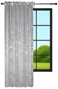 Zasłona welurowa 140x250 Marmurowa szara ze złotym wzorem zasłony welurowe