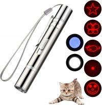 Лазерная указка для кошек USB 3в1 УФ-фонарик