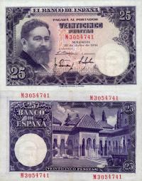# HISZPANIA - 25 PESET - 1954 - P-147 - XF